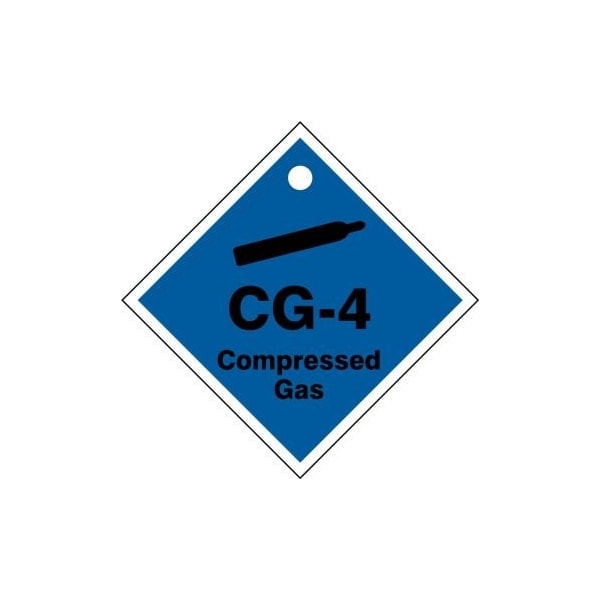 Accuform Energy Source ID Tag, CG-4 COMPRESSED GAS, 2.5in x 2.5in, Plastic, 5PK TDJ604VPM - main